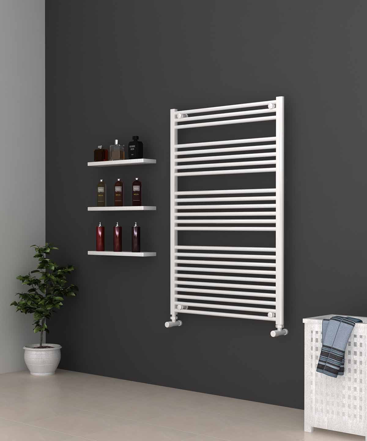 White Heated Towel Rail - Ladder 800mm Wide | 1200mm High