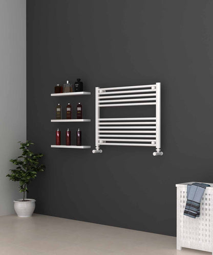 White Heated Towel Rail - Horizontal 800mm Wide | 600mm High