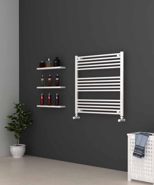Horizontal White Heated Towel Rail 800mm Wide | 800mm High