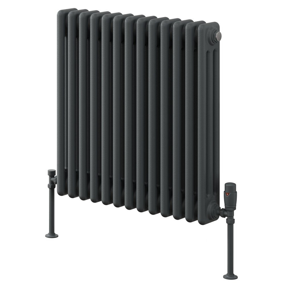 COLONA 600mm X 605mm 2 COLUMN ANTHRACITE RADIATOR