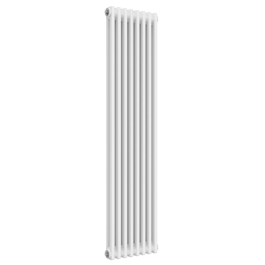 White Vertical Designer Radiator - 2 Columns, 380mm Wide | 1500mm High