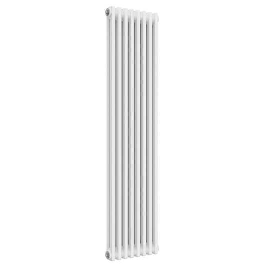 White Vertical Designer Radiator - 2 Columns, 380mm Wide | 1500mm High