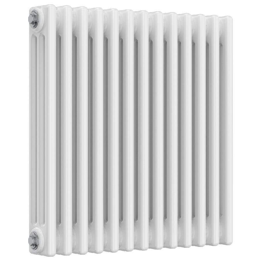 White Designer Radiator - 3 Columns, 605mm Wide | 600mm High