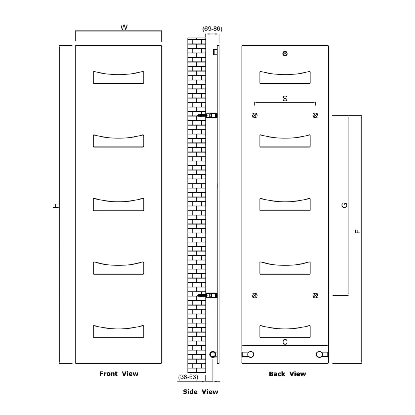 ANCORA 490mm X 1800mm Anthracite Designer Radiator