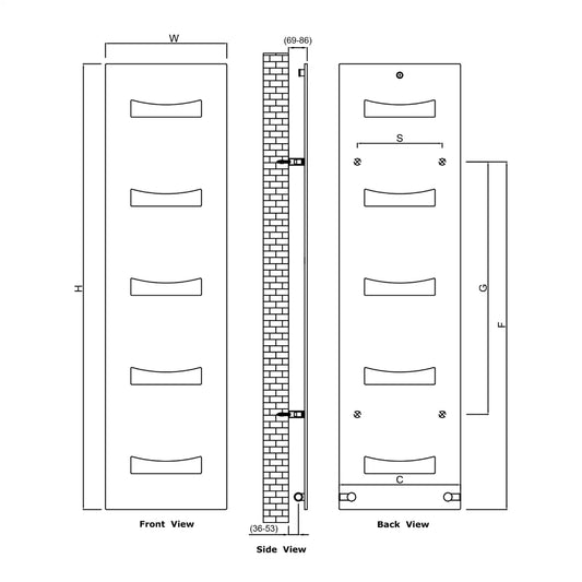 ANCORA 490mm X 1800mm Anthracite Designer Radiator