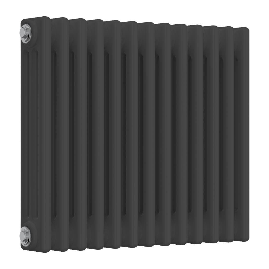 Modern Anthracite Radiator - 3 Columns, 605mm Wide | 500mm High