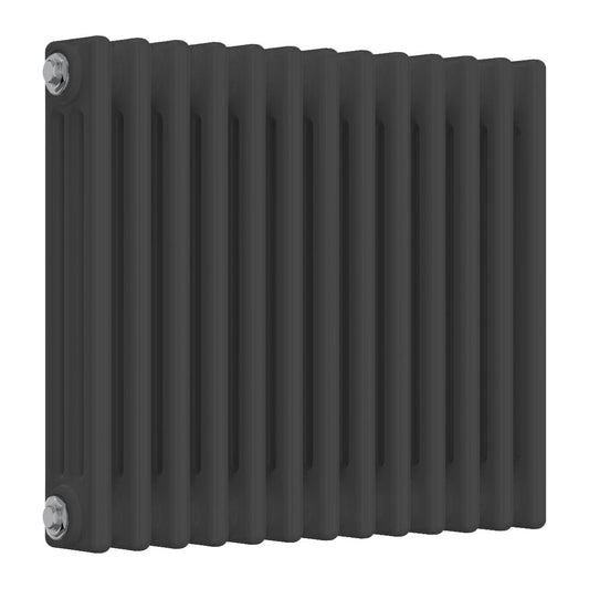 Modern Anthracite Radiator - 3 Columns, 605mm Wide | 500mm High