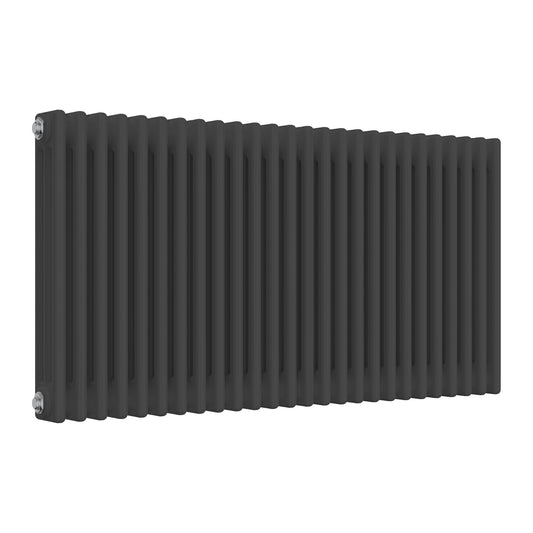 Horizontal Anthracite Radiator - 3 Columns, 1190mm Wide | 600mm High