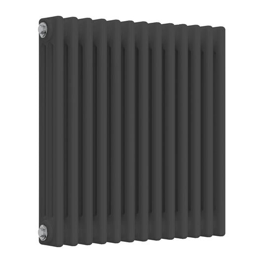 Anthracite Horizontal Radiator - 3 Columns, 605mm Wide | 600mm High