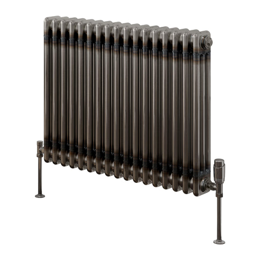 Lacquered & Raw Metal Industrial Radiator - 3 Columns, 785mm Wide | 600mm High
