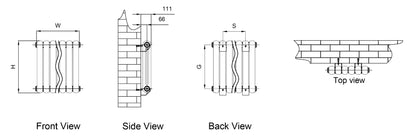 CONEVA 550mm X 790mm Horizontal White Column Radiator